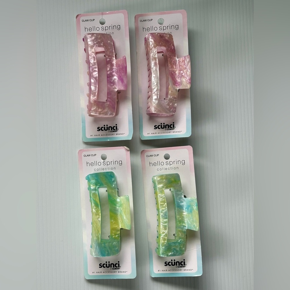 Set of 4 Hello Spring Hair Claw Clips - Pink and Green
(95)